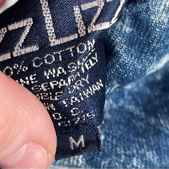 Vintage Mizz Lizz 80s Acid Wash distressed Denim trench coat womens Medium - Picture 4 of 7